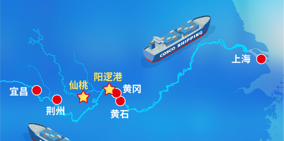 阳逻港至仙桃港集装箱水运新通道开通